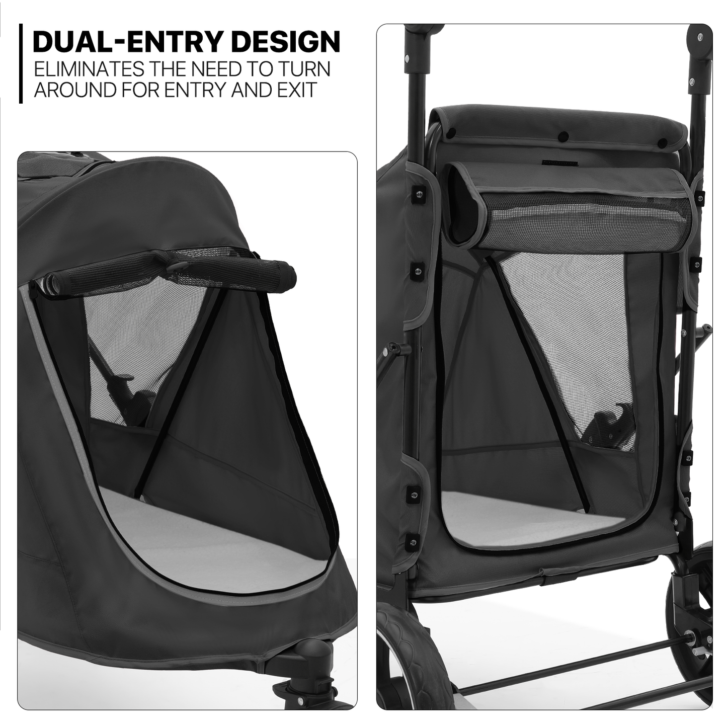 3 Wheels Pet Stroller - 41*23*39.5 inch - Angle Adjustable Handlebar