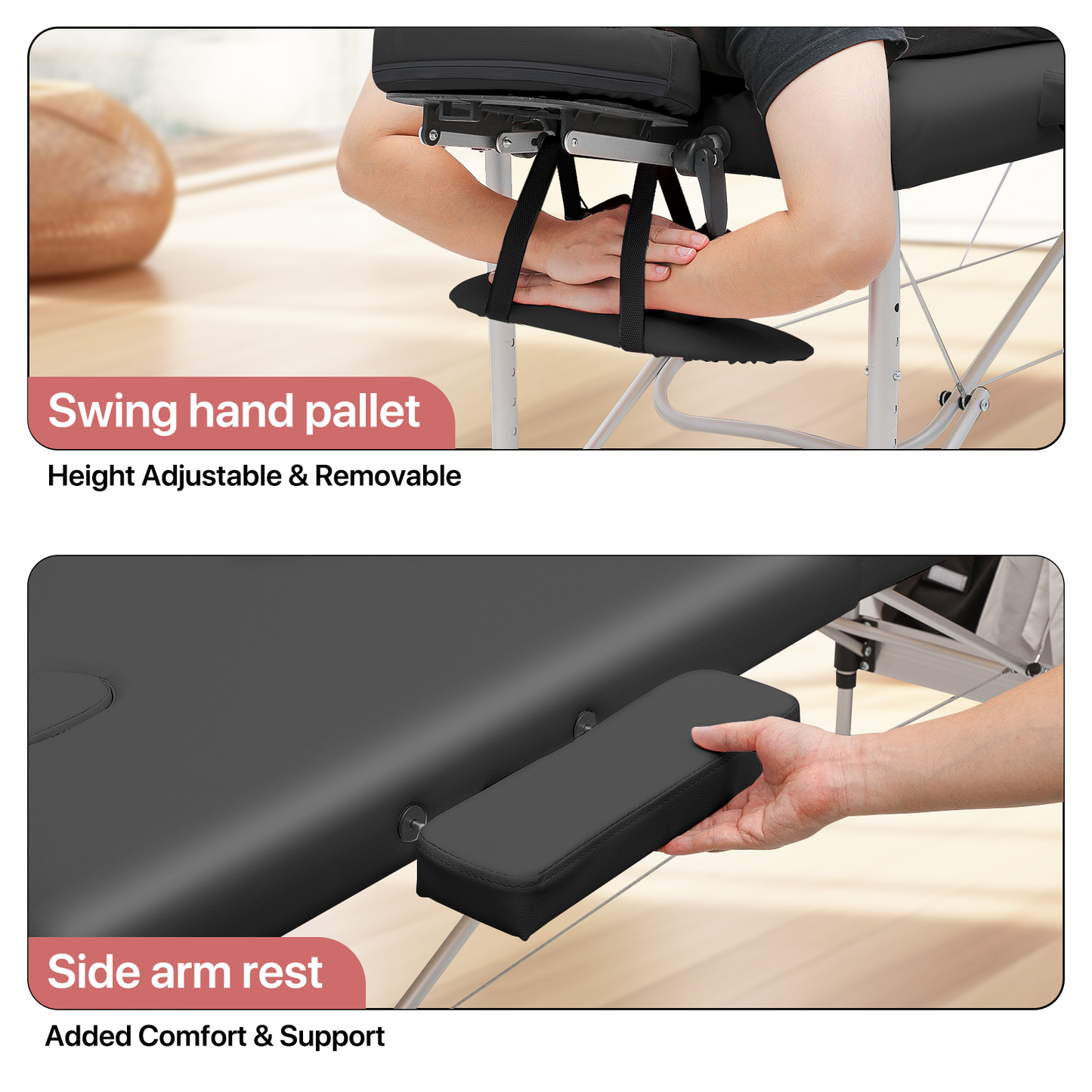 Portable Massage Table - Adjustable Height 24.5" to 33.5" - Aluminum Frame