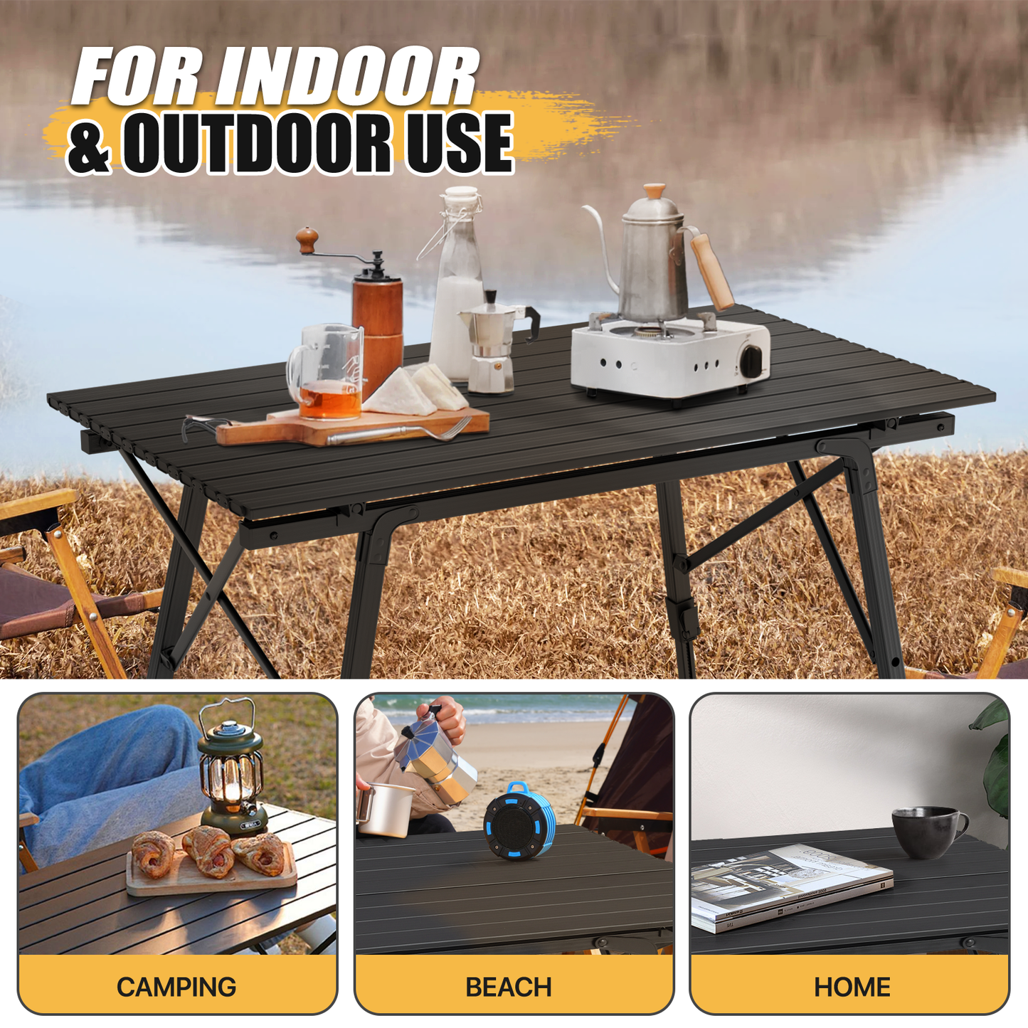Adjustable Height Aluminum Folding Table (L)35.5in. (W)20.3in. (H)26.0in.