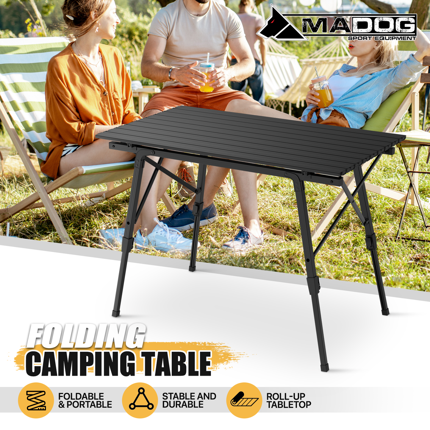 Adjustable Height Aluminum Folding Table (L)35.5in. (W)20.3in. (H)26.0in.