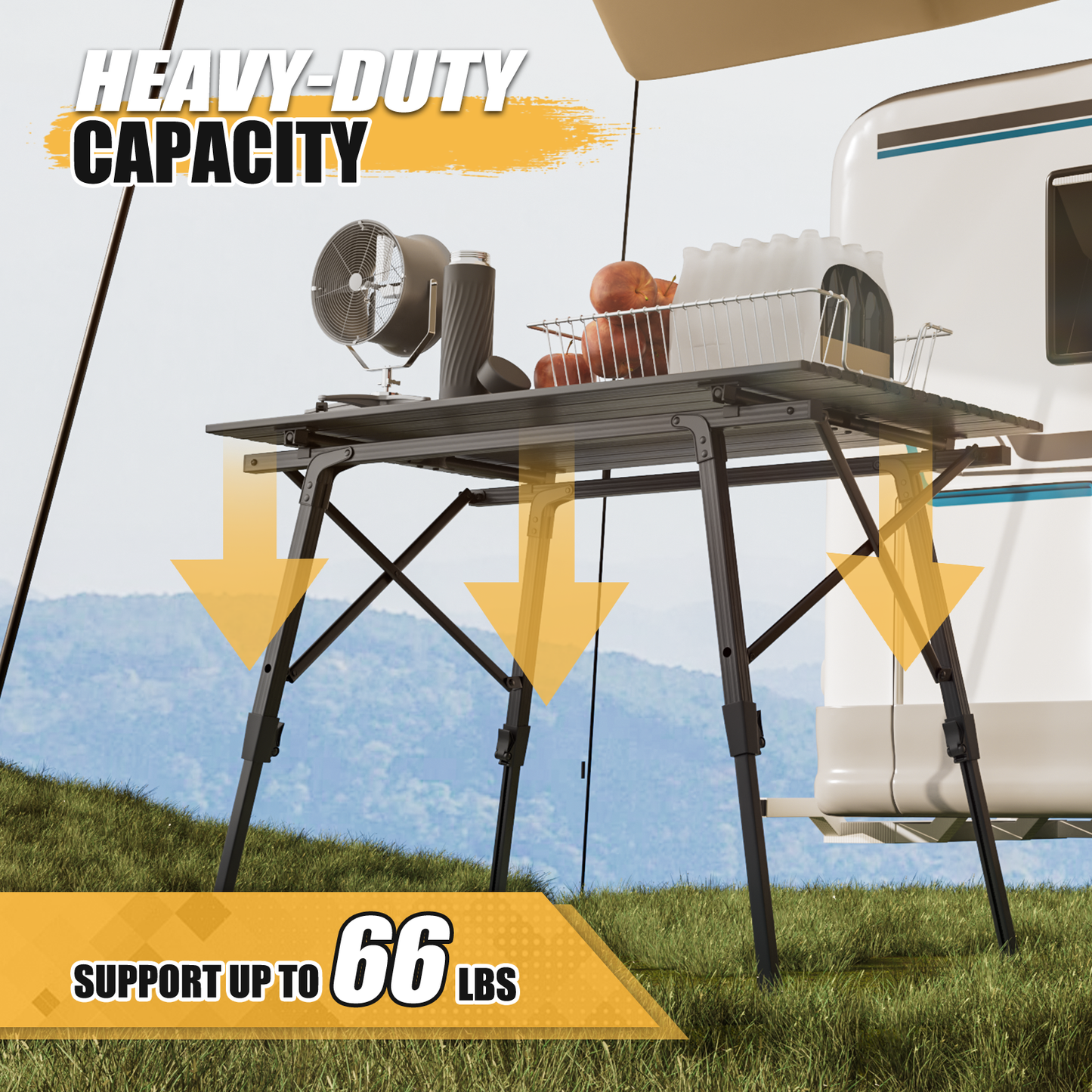 Adjustable Height Aluminum Folding Table (L)35.5in. (W)20.3in. (H)26.0in.