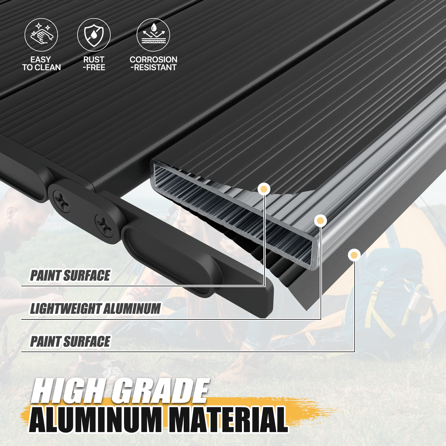 Adjustable Height Aluminum Folding Table (L)35.5in. (W)20.3in. (H)26.0in.