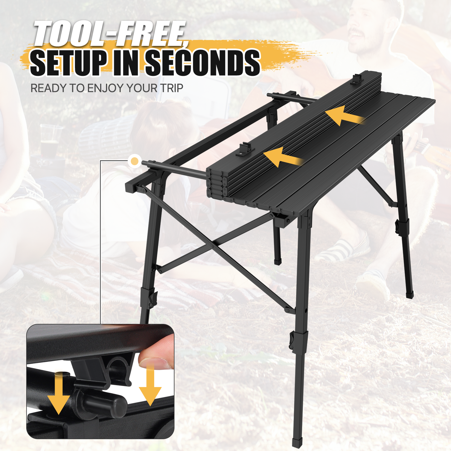 Adjustable Height Aluminum Folding Table (L)35.5in. (W)20.3in. (H)26.0in.