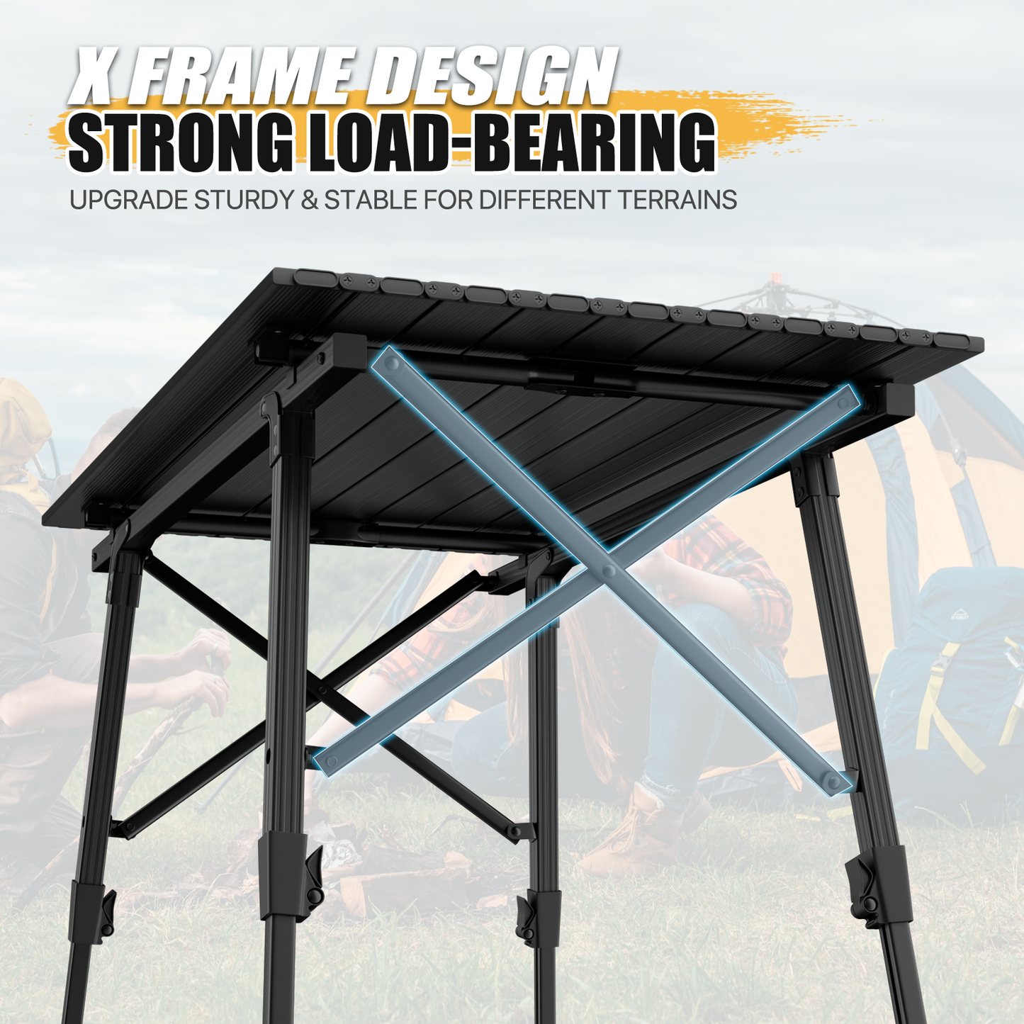 Adjustable Height Aluminum Folding Table (L)35.5in. (W)20.3in. (H)26.0in.