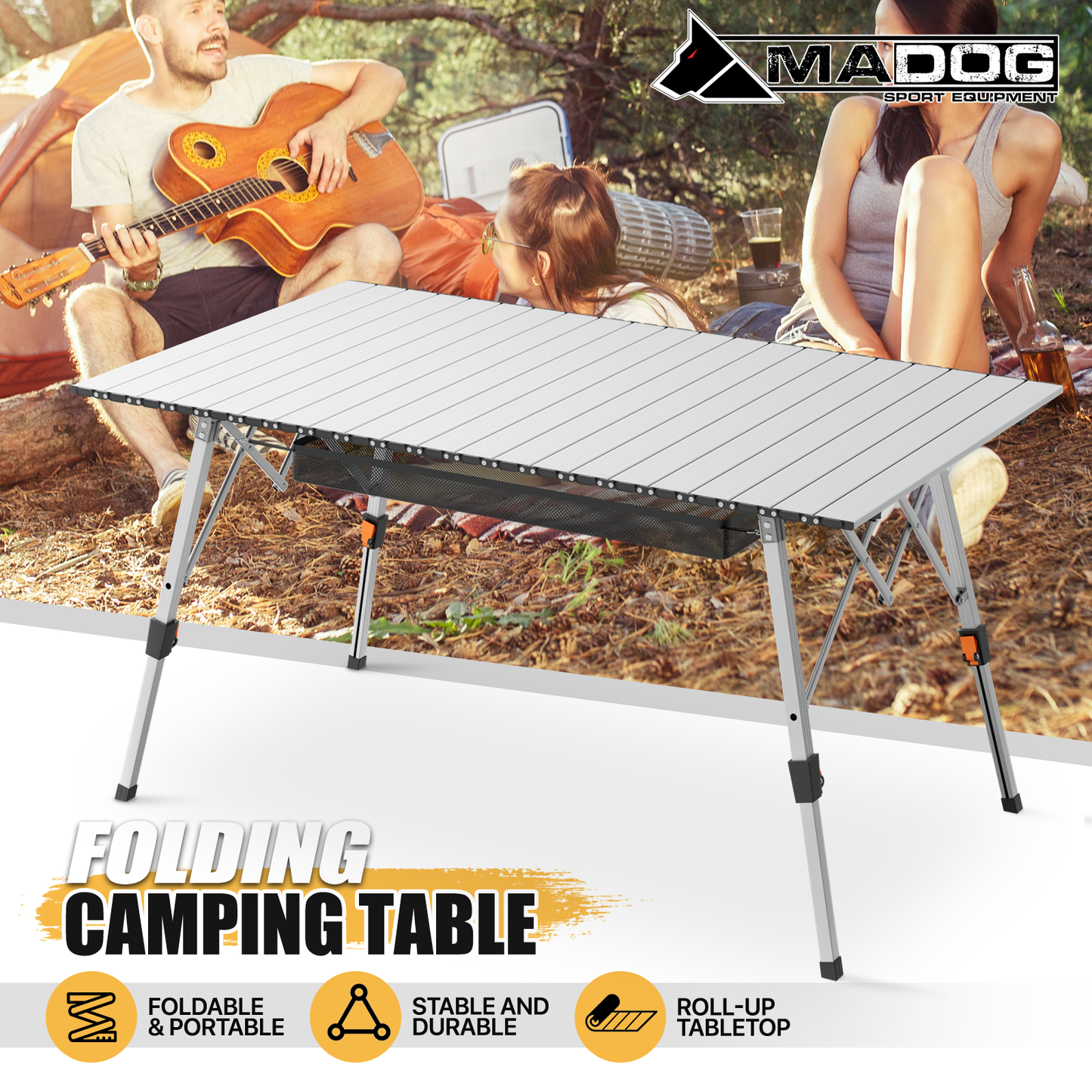 Adjustable Height Aluminum Folding Table (L)47.8in. (W)27.8in. (H)24.5in.