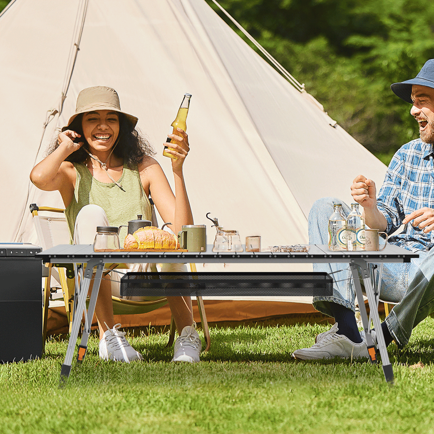 Adjustable Height Aluminum Folding Table (L)47.8in. (W)27.8in. (H)24.5in.