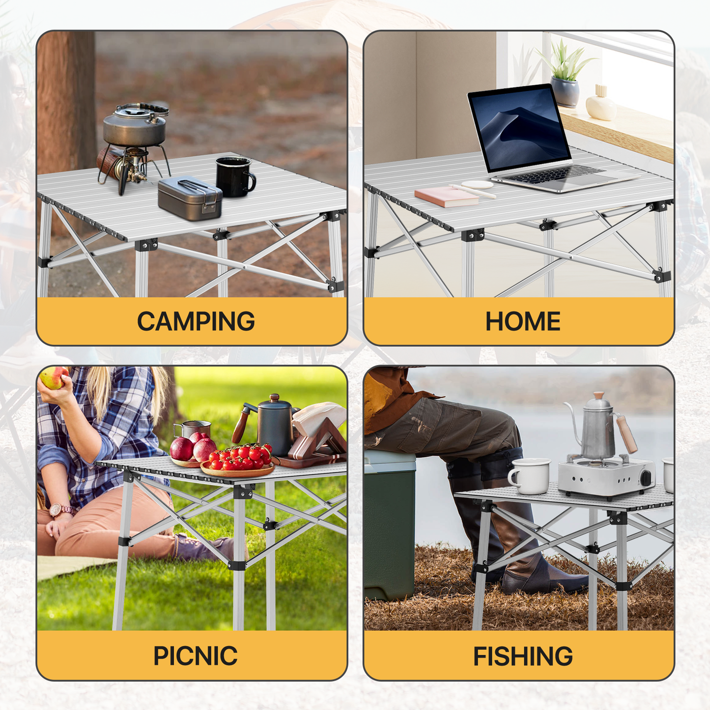 Aluminum Folding Table (L)27.8in. (W)27.0in. (H)27.8in.