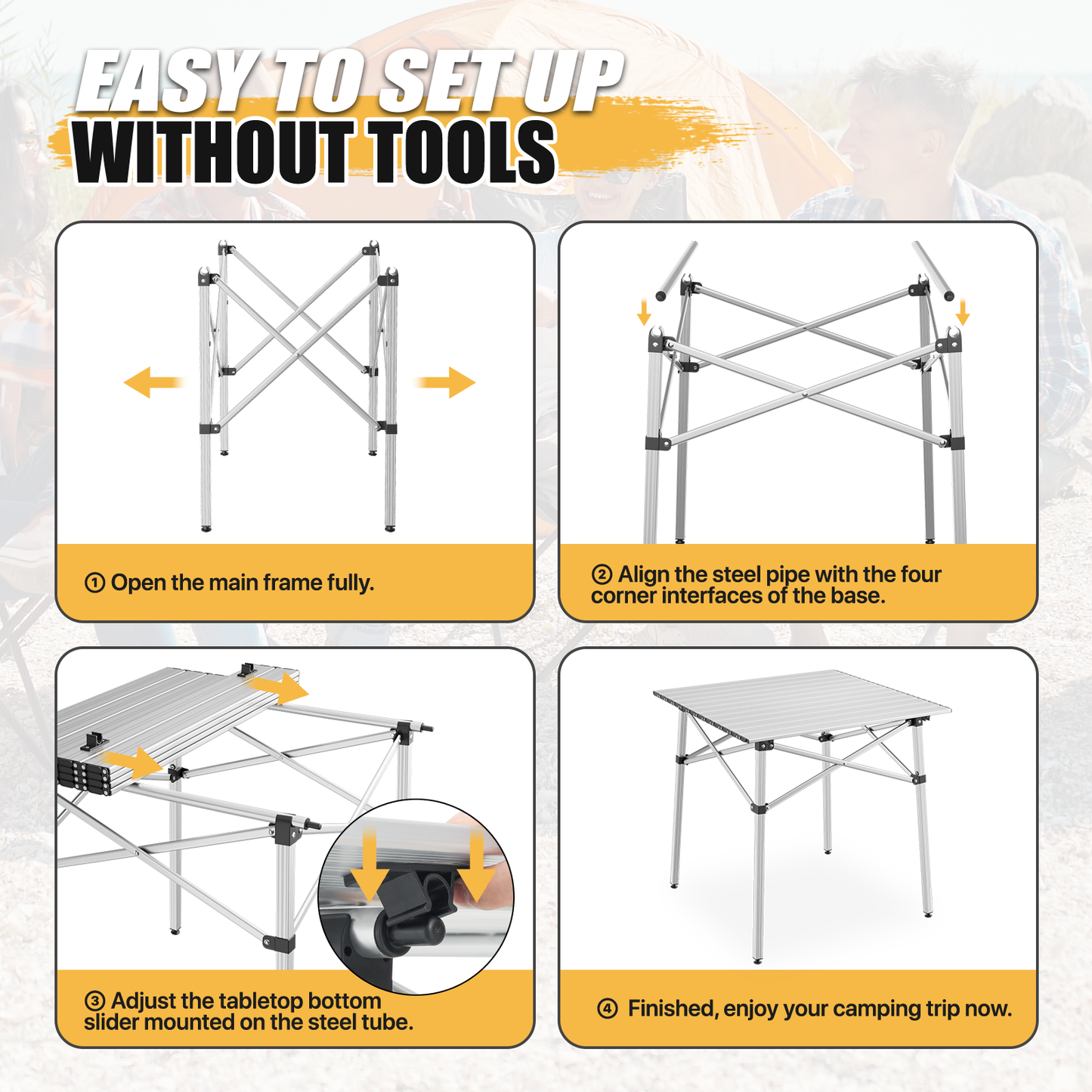 Aluminum Folding Table (L)27.8in. (W)27.0in. (H)27.8in.