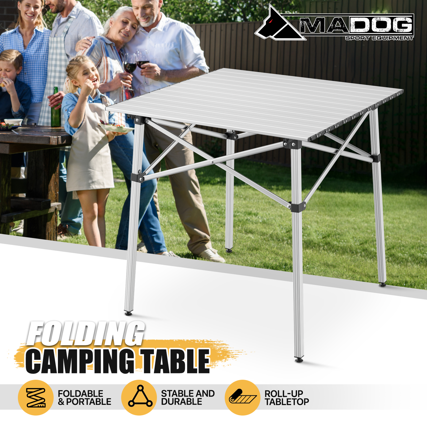 Aluminum Folding Table (L)27.8in. (W)27.0in. (H)27.8in.