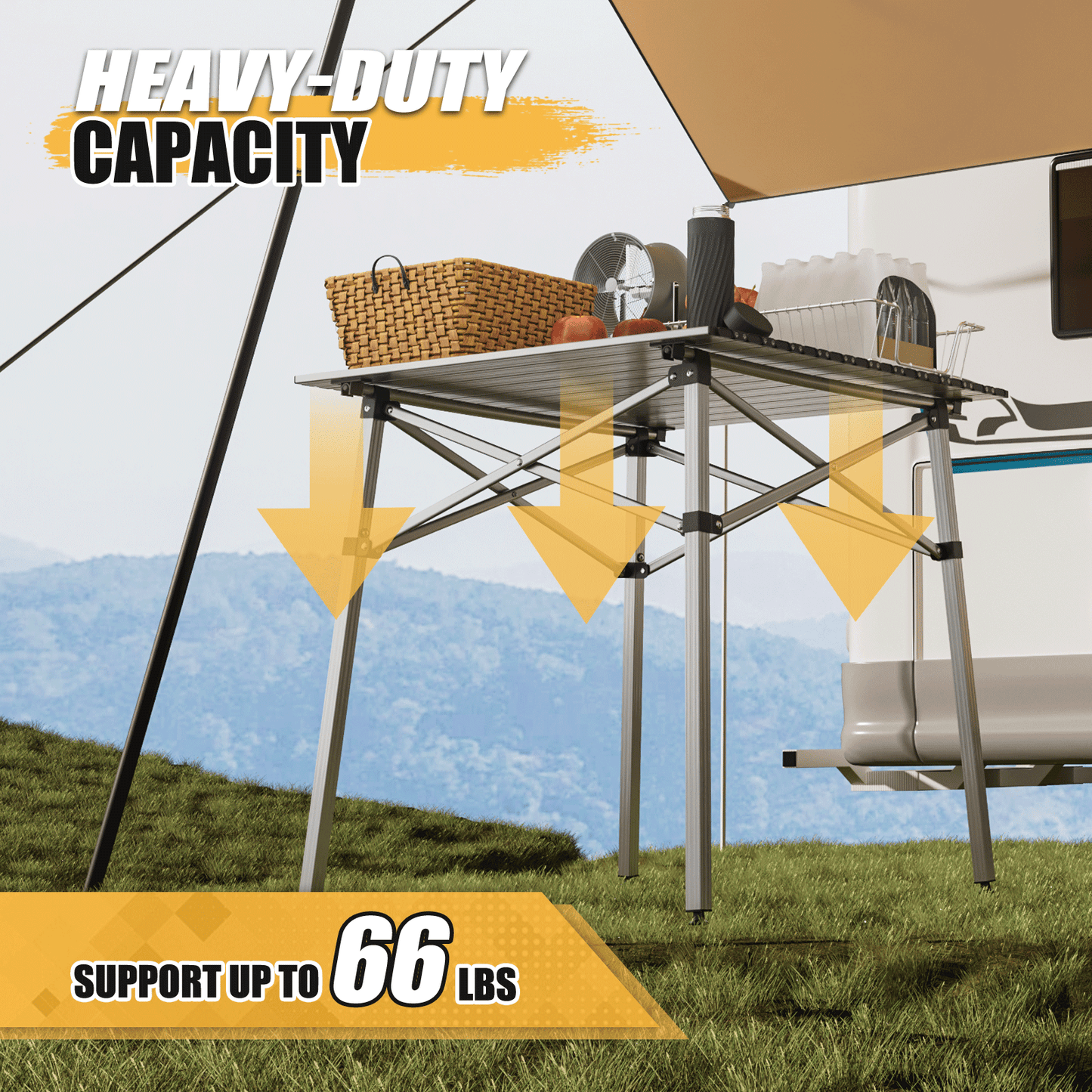 Aluminum Folding Table (L)27.8in. (W)27.0in. (H)27.8in.