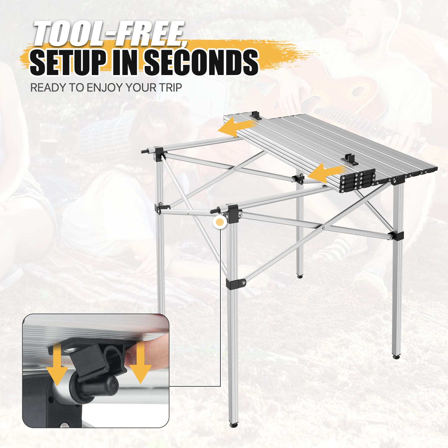 Aluminum Folding Table (L)27.8in. (W)27.0in. (H)27.8in.