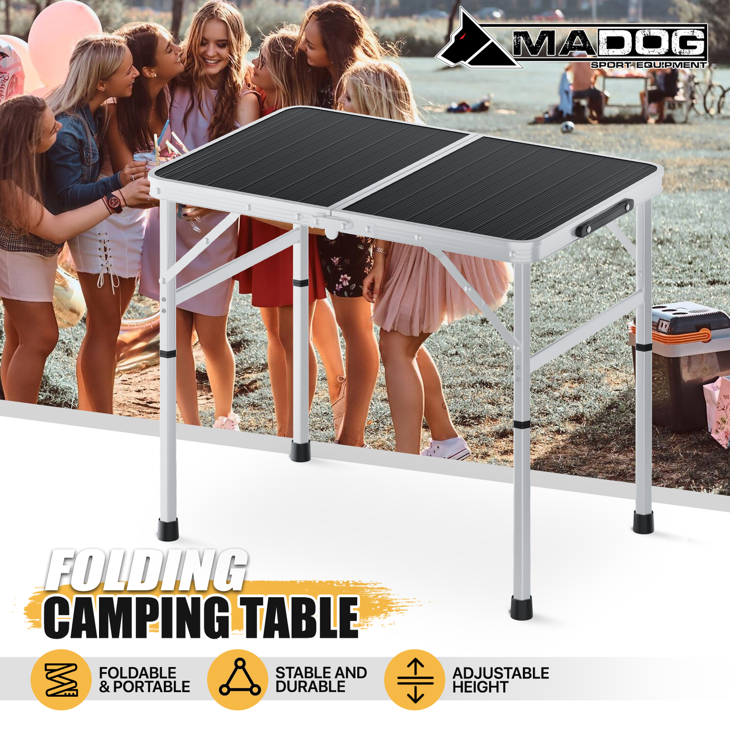 Adjustable Height Aluminum Folding Table (L)23.8in. (W)15.8in. (H)21.0in.