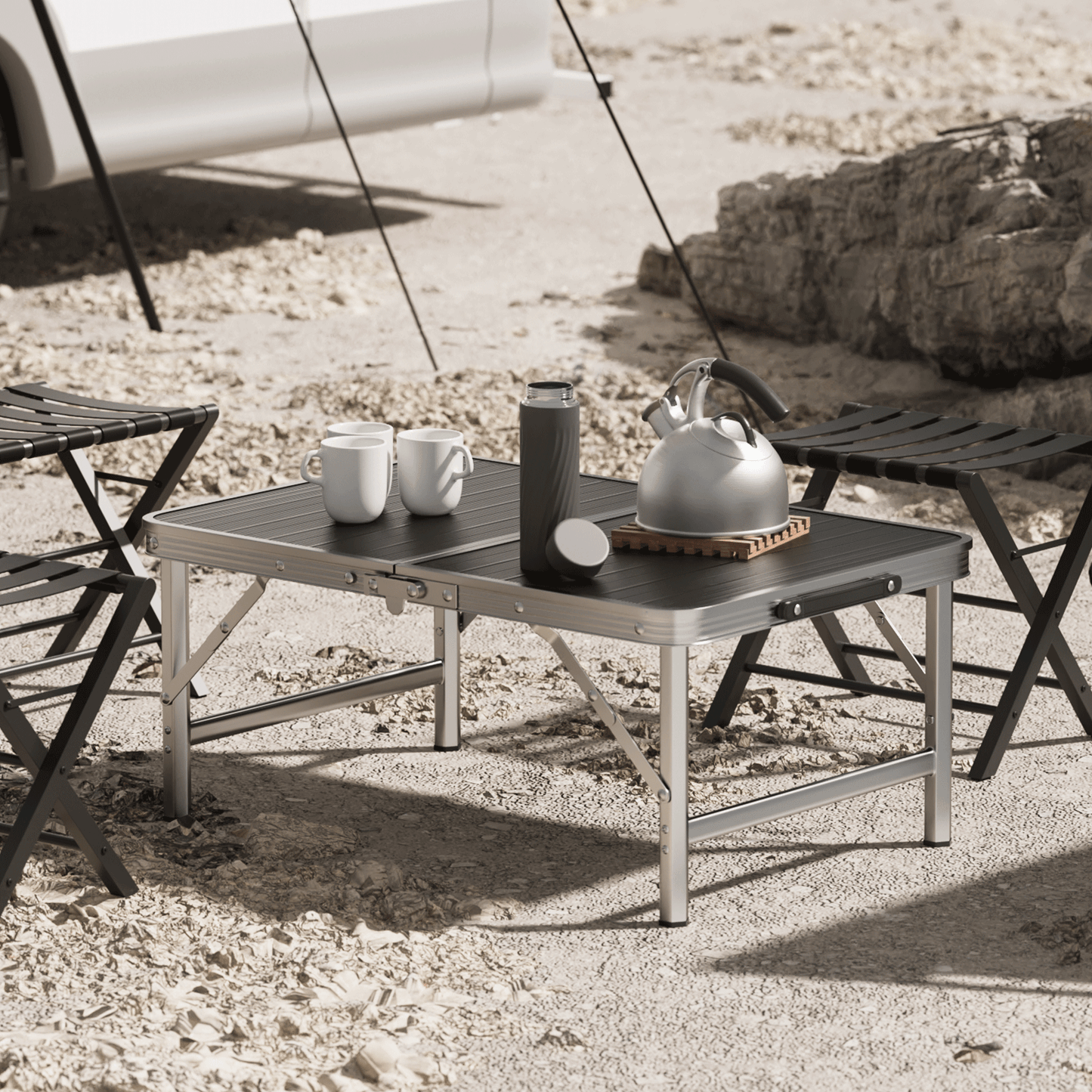 Adjustable Height Aluminum Folding Table (L)23.8in. (W)15.8in. (H)21.0in.