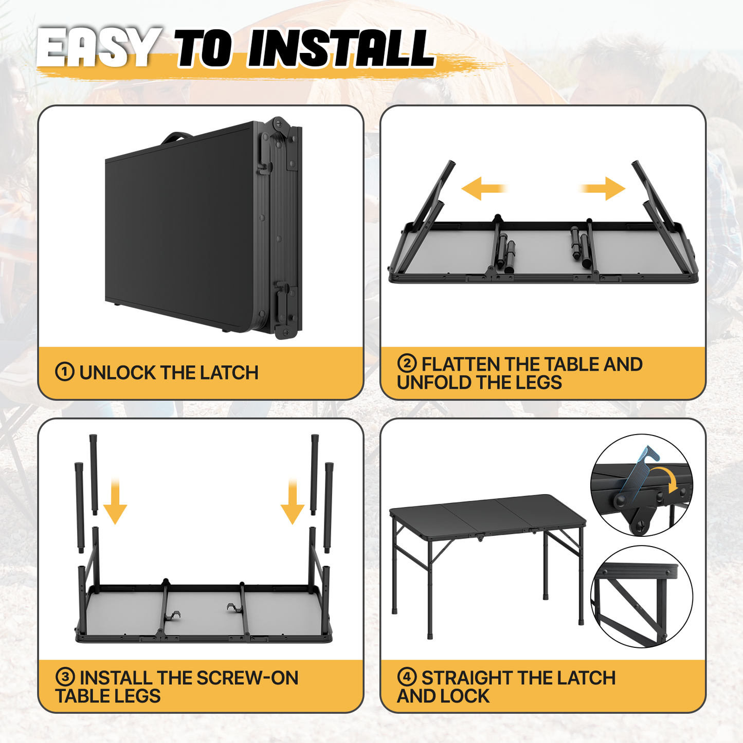 Adjustable Height Aluminum Folding Table (L)35.5in. (W)23.8in. (H)22.3in.