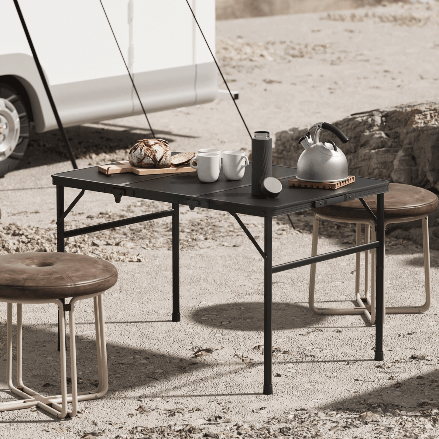 Adjustable Height Aluminum Folding Table (L)35.5in. (W)23.8in. (H)22.3in.