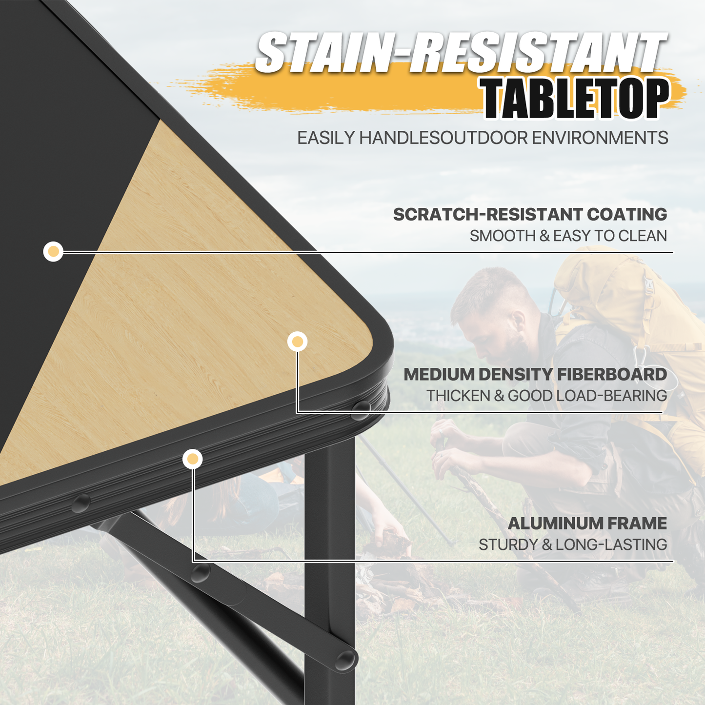 Adjustable Height Aluminum Folding Table (L)35.5in. (W)23.8in. (H)22.3in.