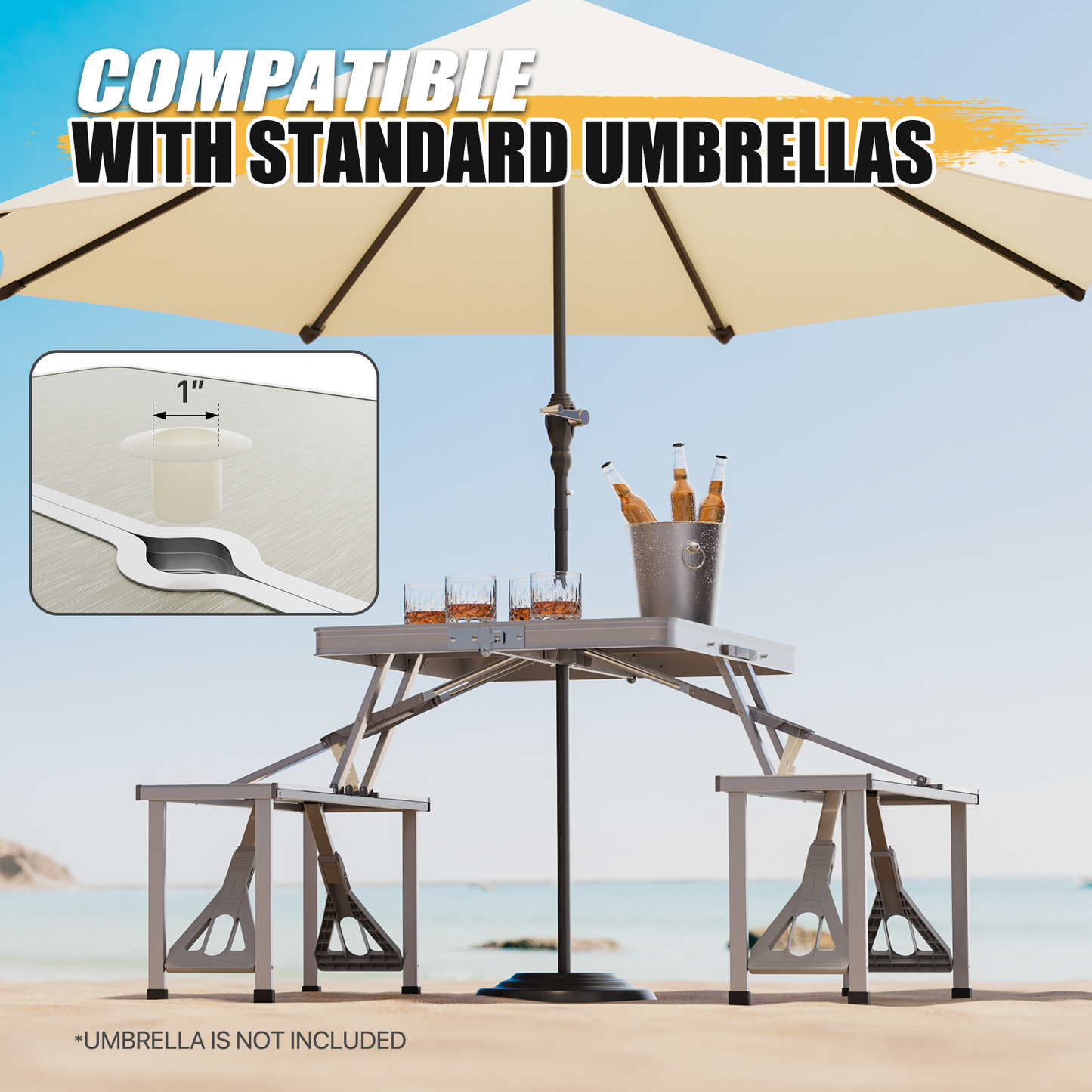 Aluminum Folding Table (L)35.5in. (W)23.8in. (H)22.3in.
