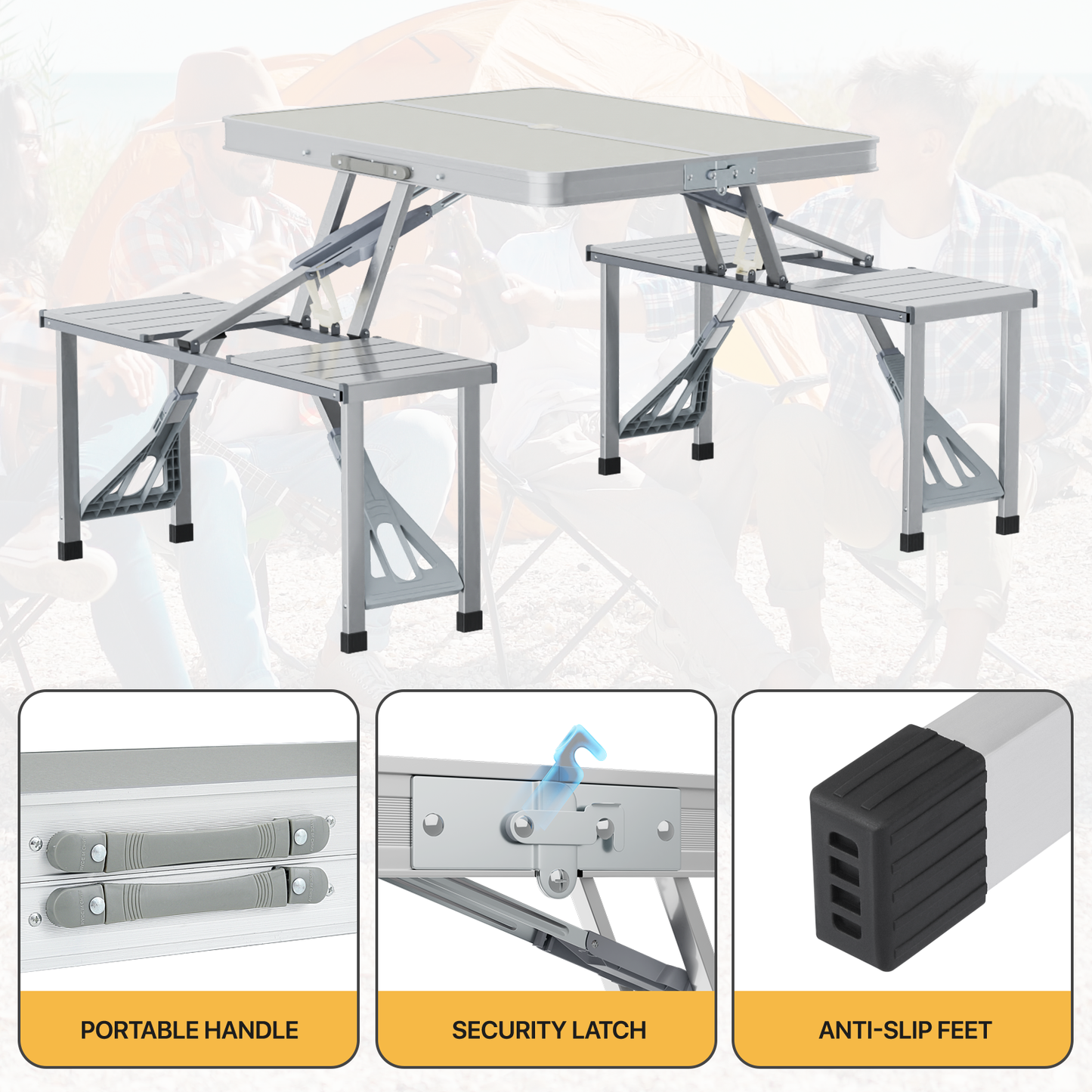 Aluminum Folding Table (L)35.5in. (W)23.8in. (H)22.3in.