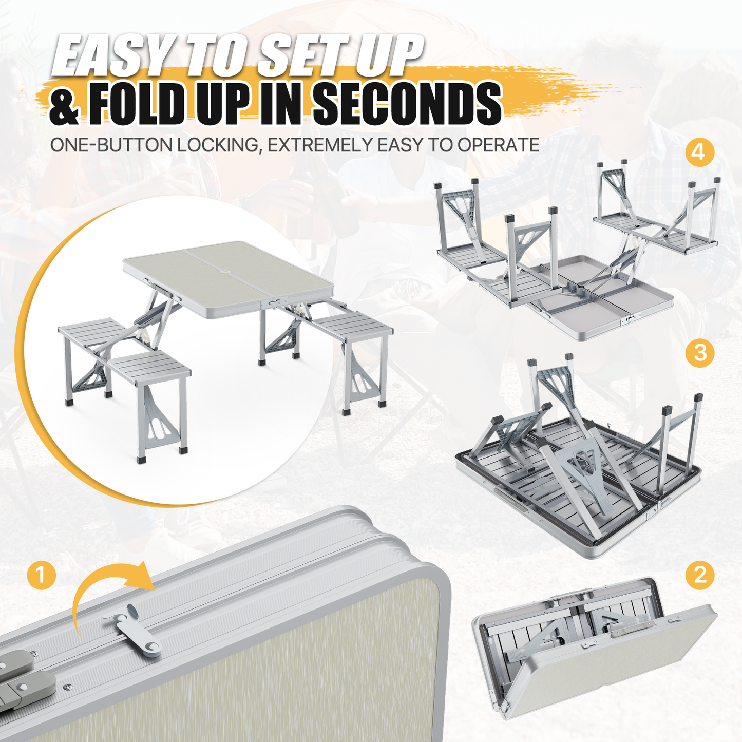Aluminum Folding Table (L)35.5in. (W)23.8in. (H)22.3in.