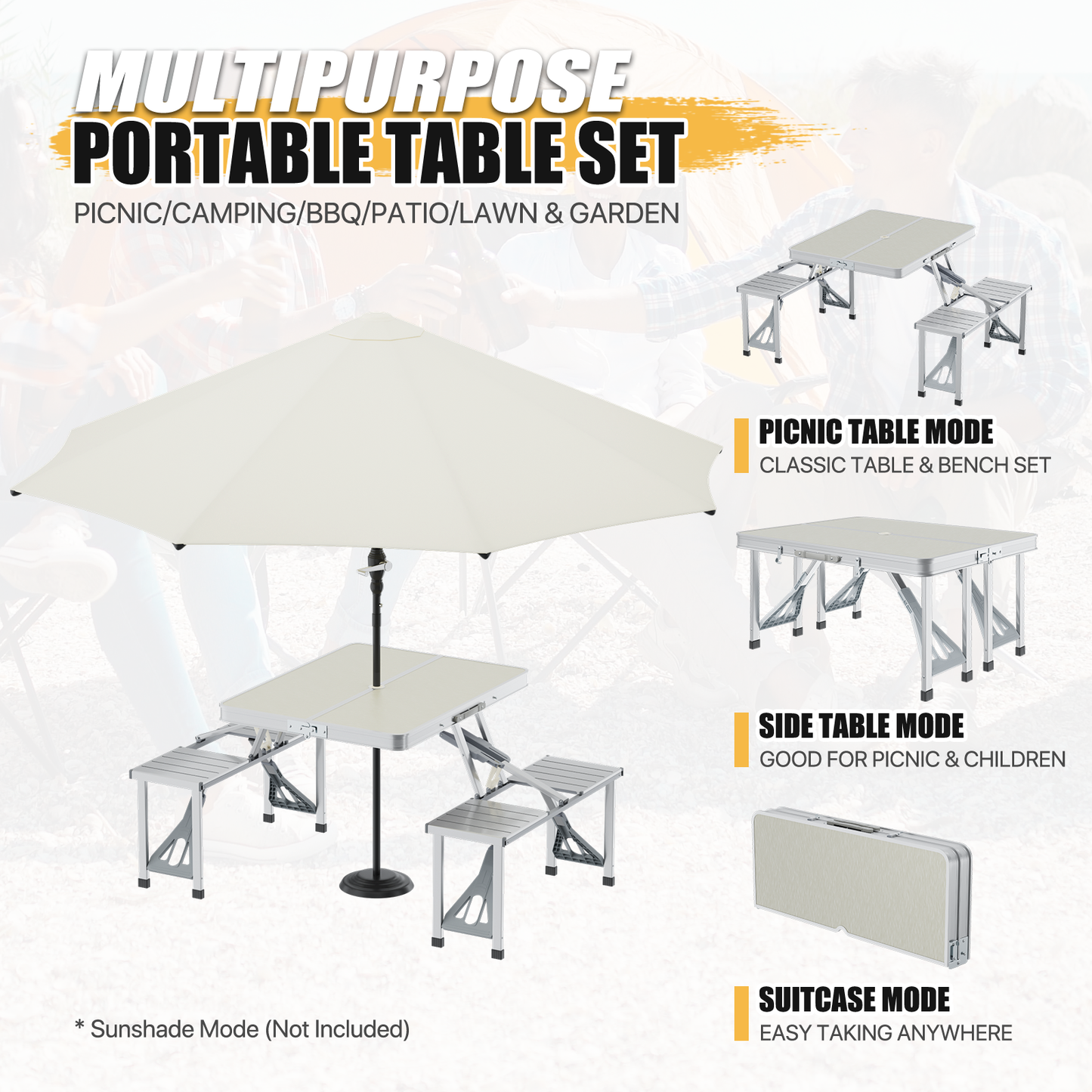 Aluminum Folding Table (L)35.5in. (W)23.8in. (H)22.3in.