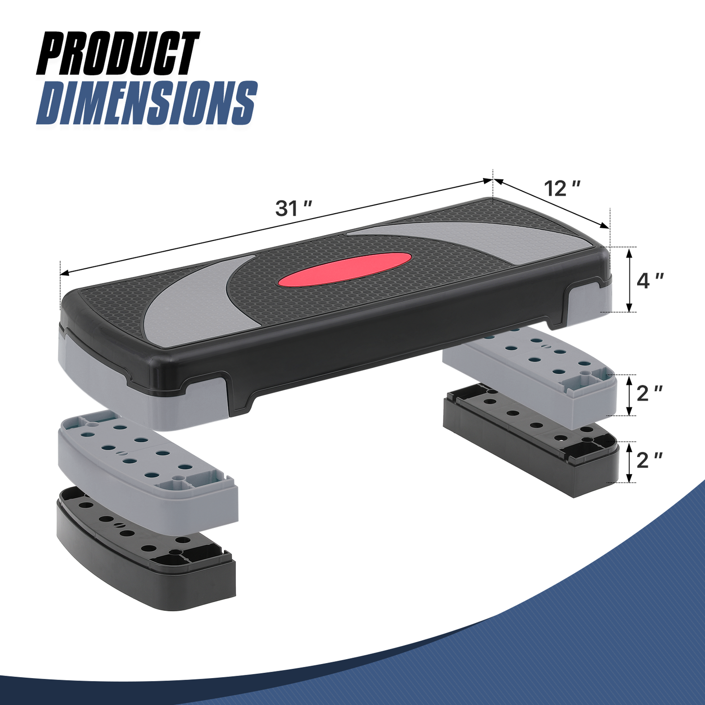 Aerobic Step Platform - 31" Length - 3 Adjustment