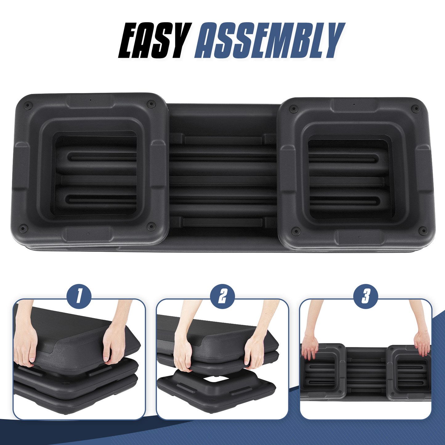 Aerobic Step Platform - 43" Length Rubber Surface - 3 Adjustment