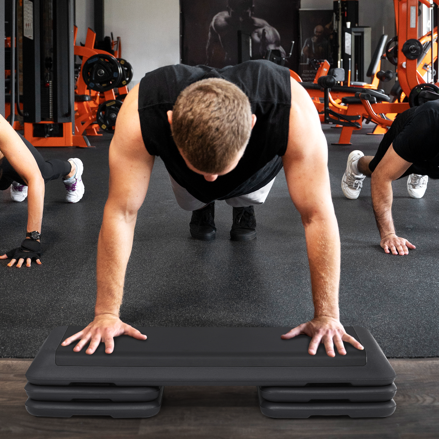 Aerobic Step Platform - 43" Length Rubber Surface - 3 Adjustment