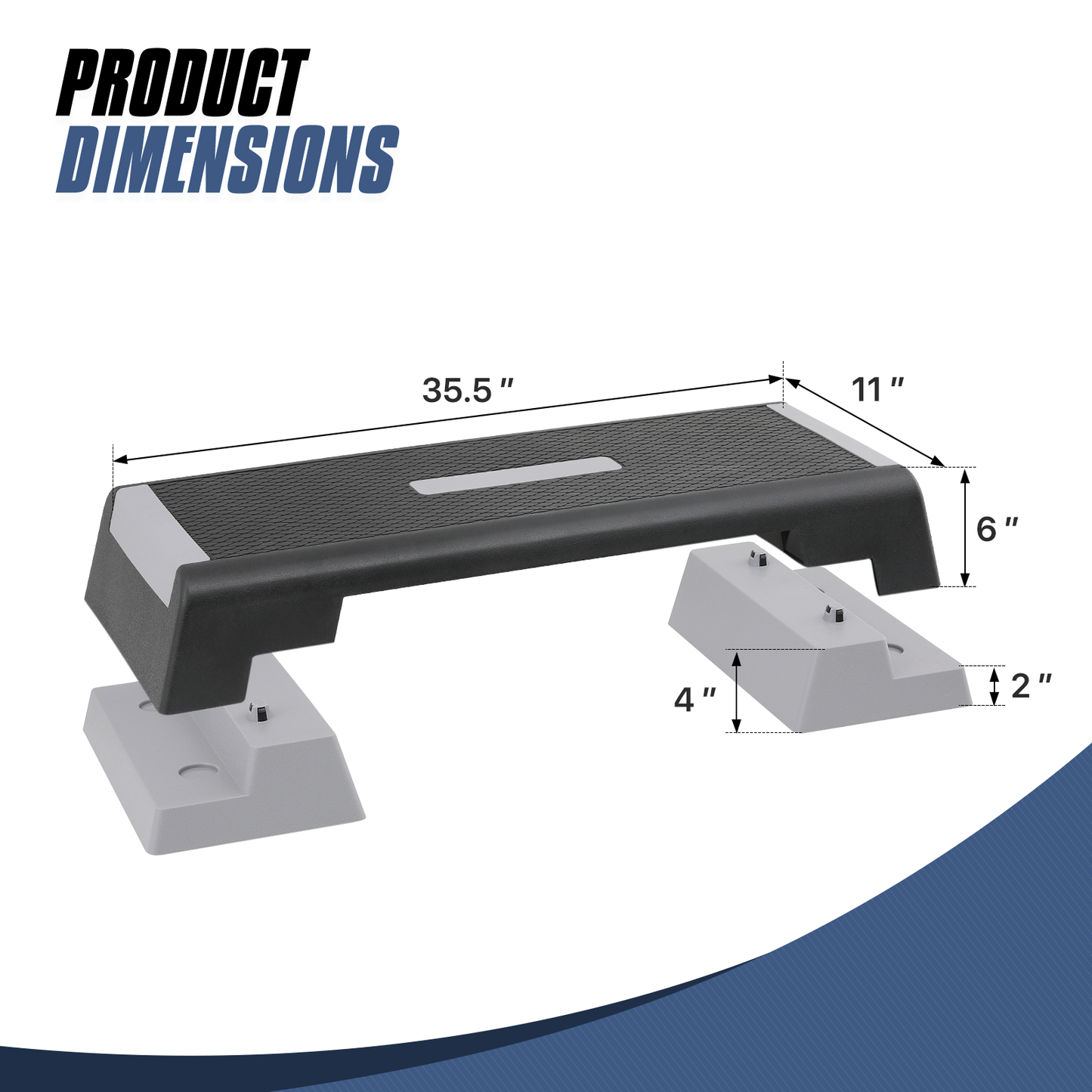 Aerobic Step Platform - 39" Length - 3 Adjustment - Black Grey