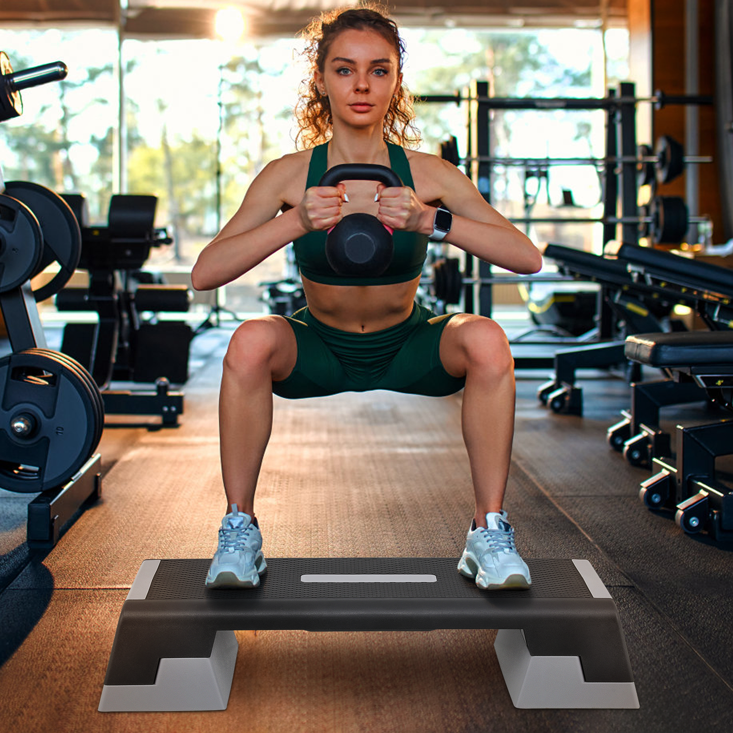 Aerobic Step Platform - 39" Length - 3 Adjustment - Black Grey