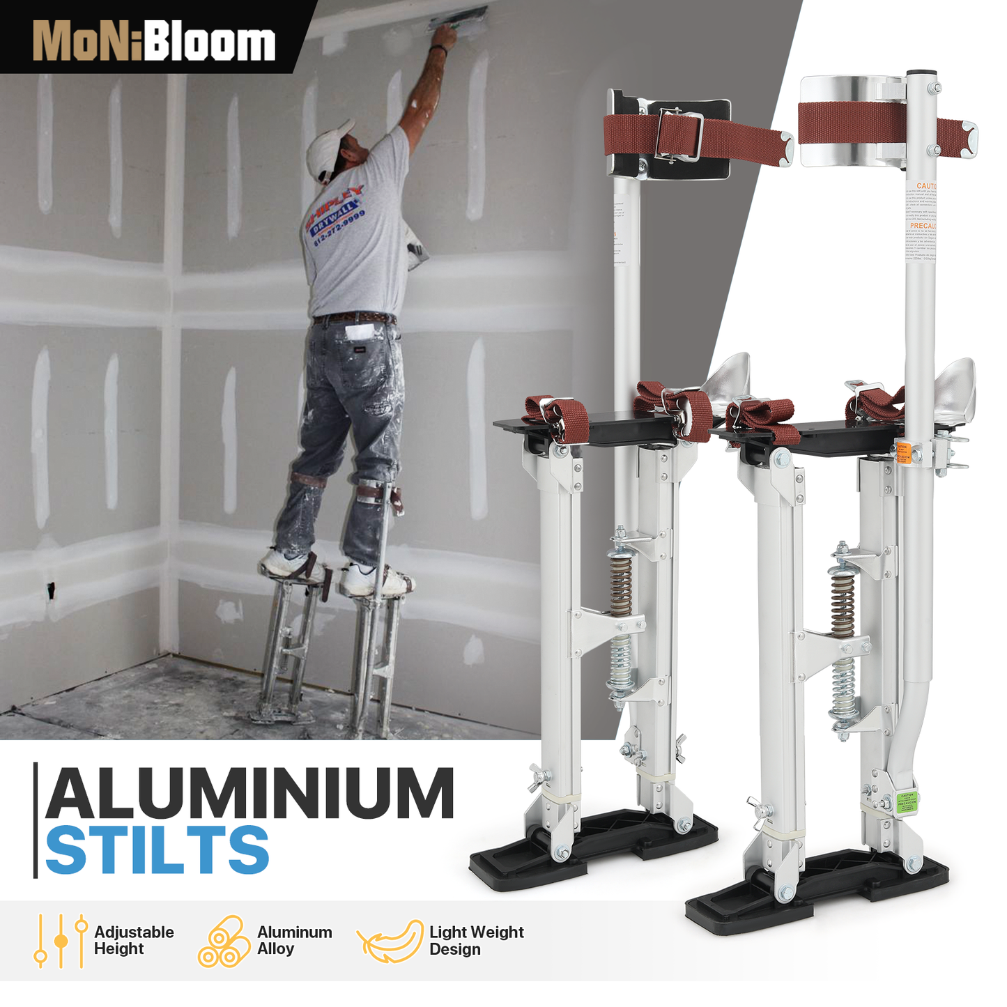 Adjustable Height Aluminium Stilts - 18"to 30" - 225 lbs Weight Capacity