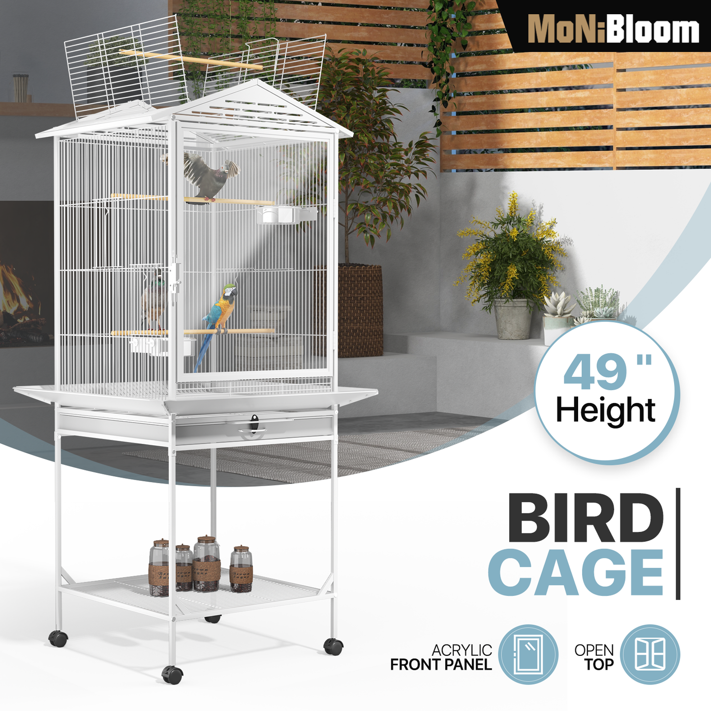 Open Top Bird Cage - with Pull Out Tray