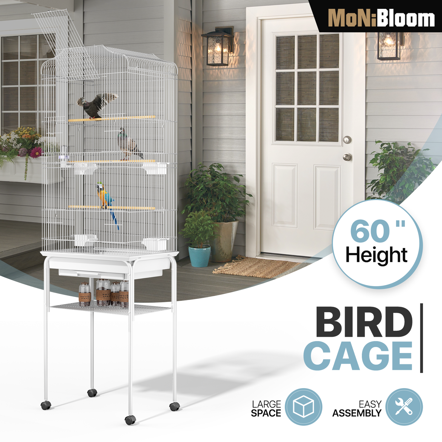 Bird Cage - Rolling Base - Easy to Install