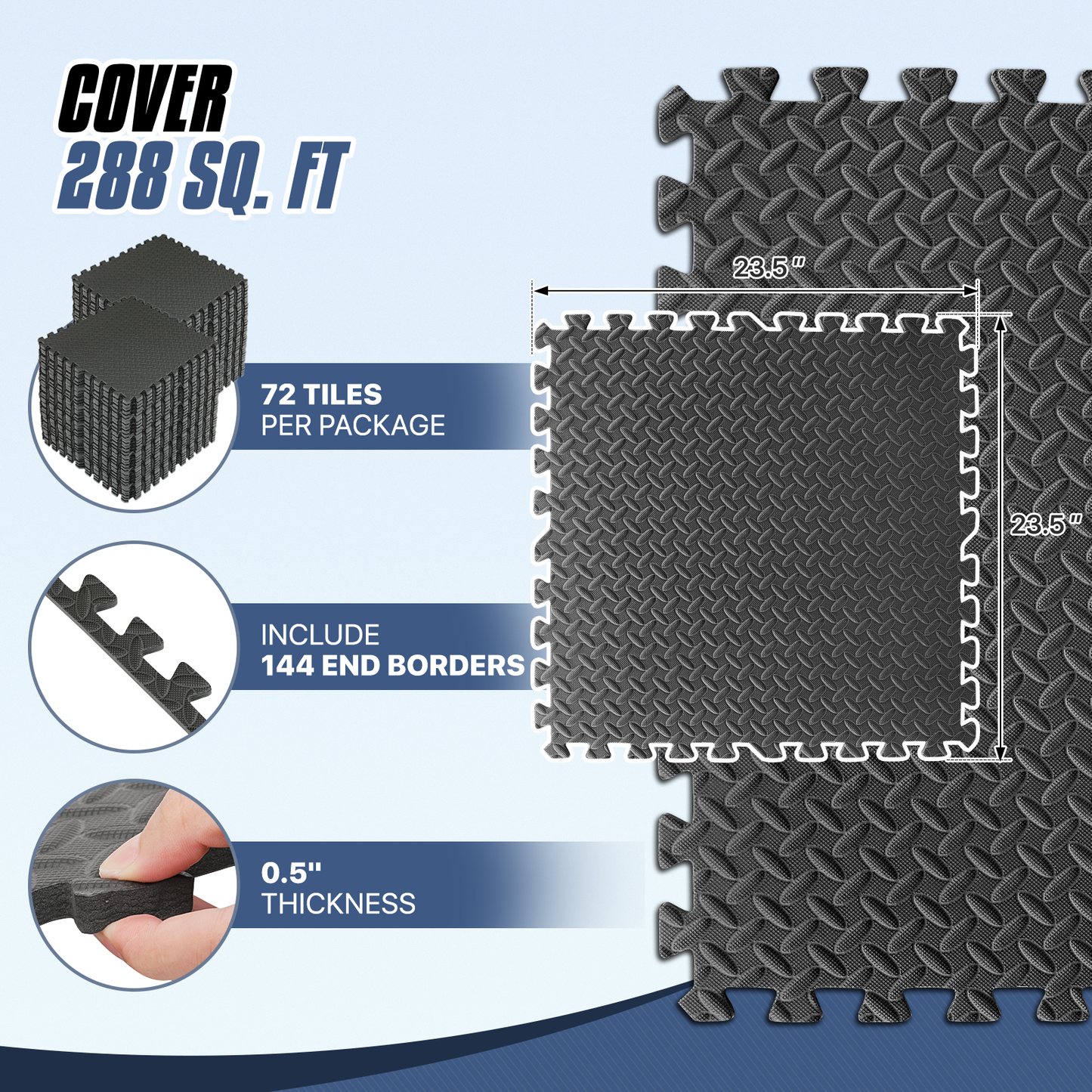 Square EVA Exercise Mat - 23.5" Dimension