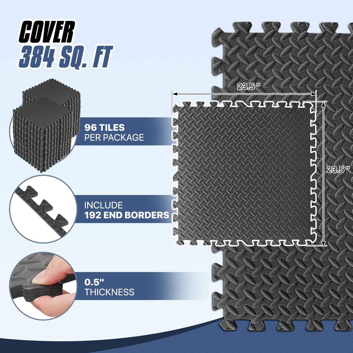 Square EVA Exercise Mat - 23.5" Dimension