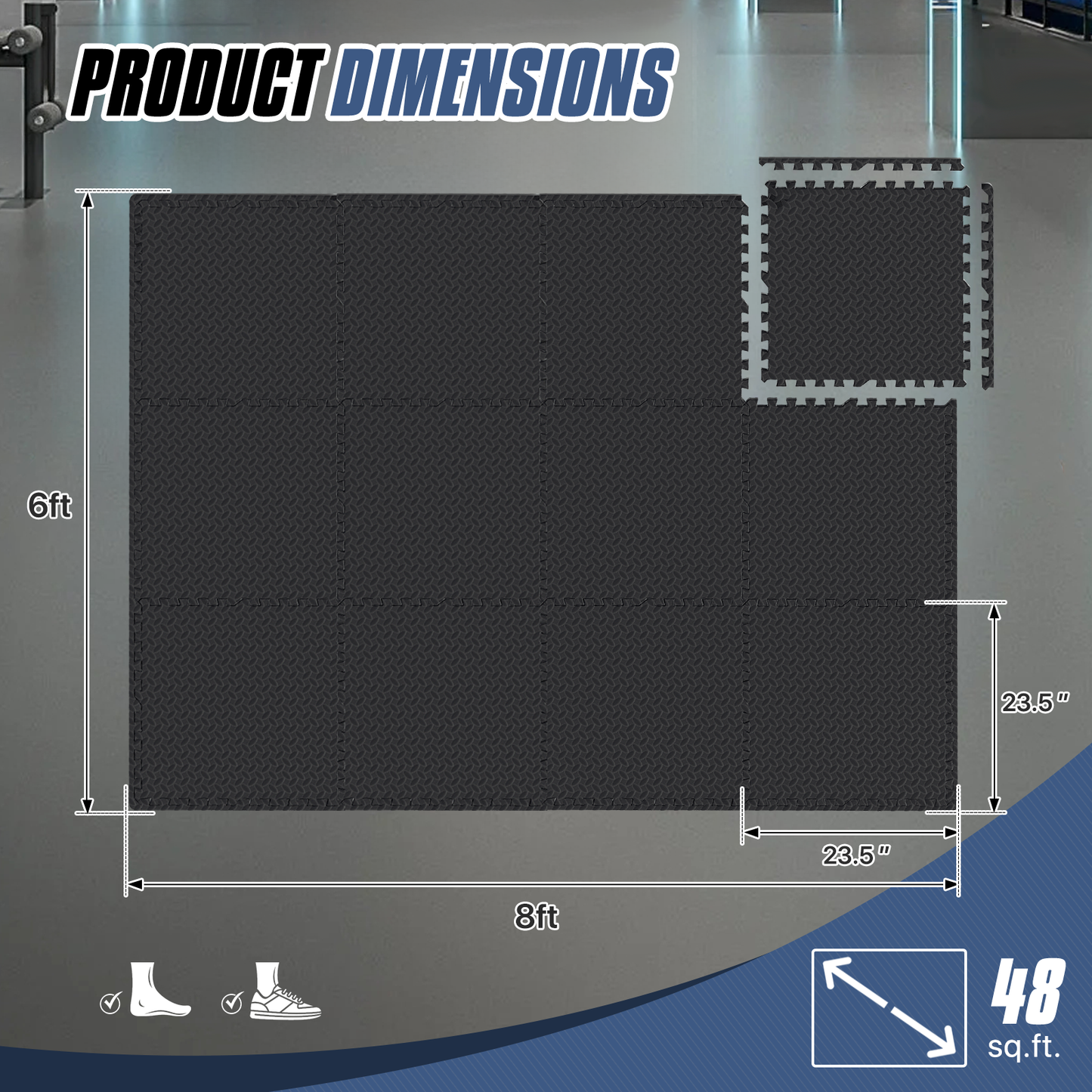 Square EVA Exercise Mat - 23.5" Dimension