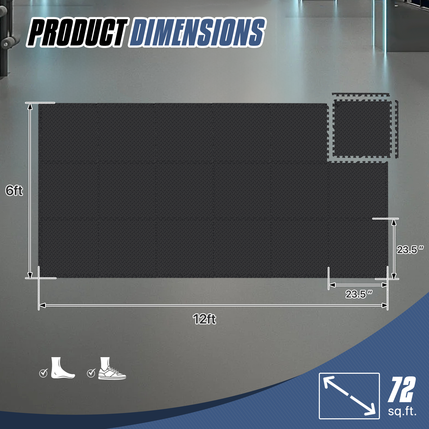Square EVA Exercise Mat - 23.5" Dimension
