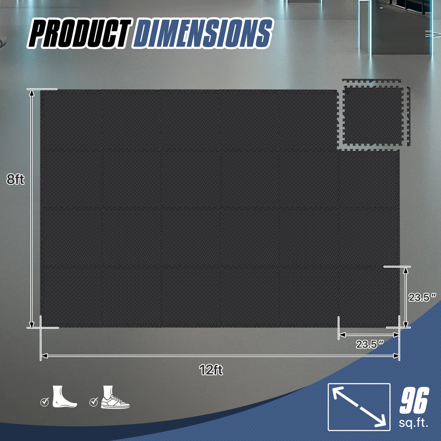 Square EVA Exercise Mat - 23.5" Dimension