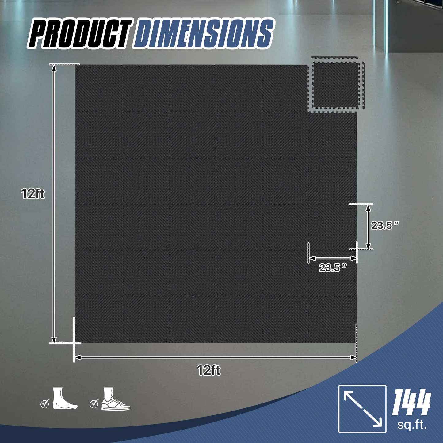Square EVA Exercise Mat - 23.5" Dimension