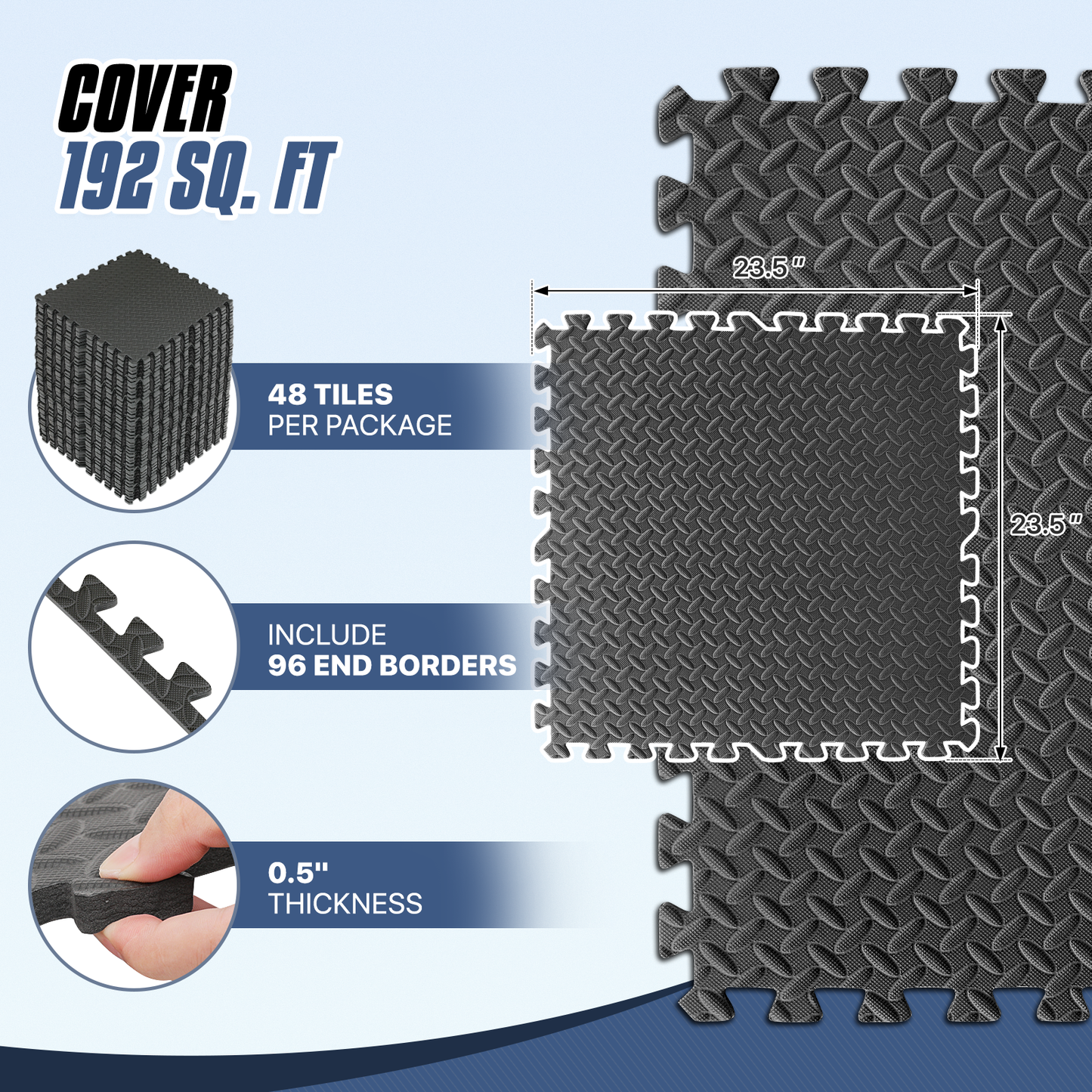 Square EVA Exercise Mat - 23.5" Dimension