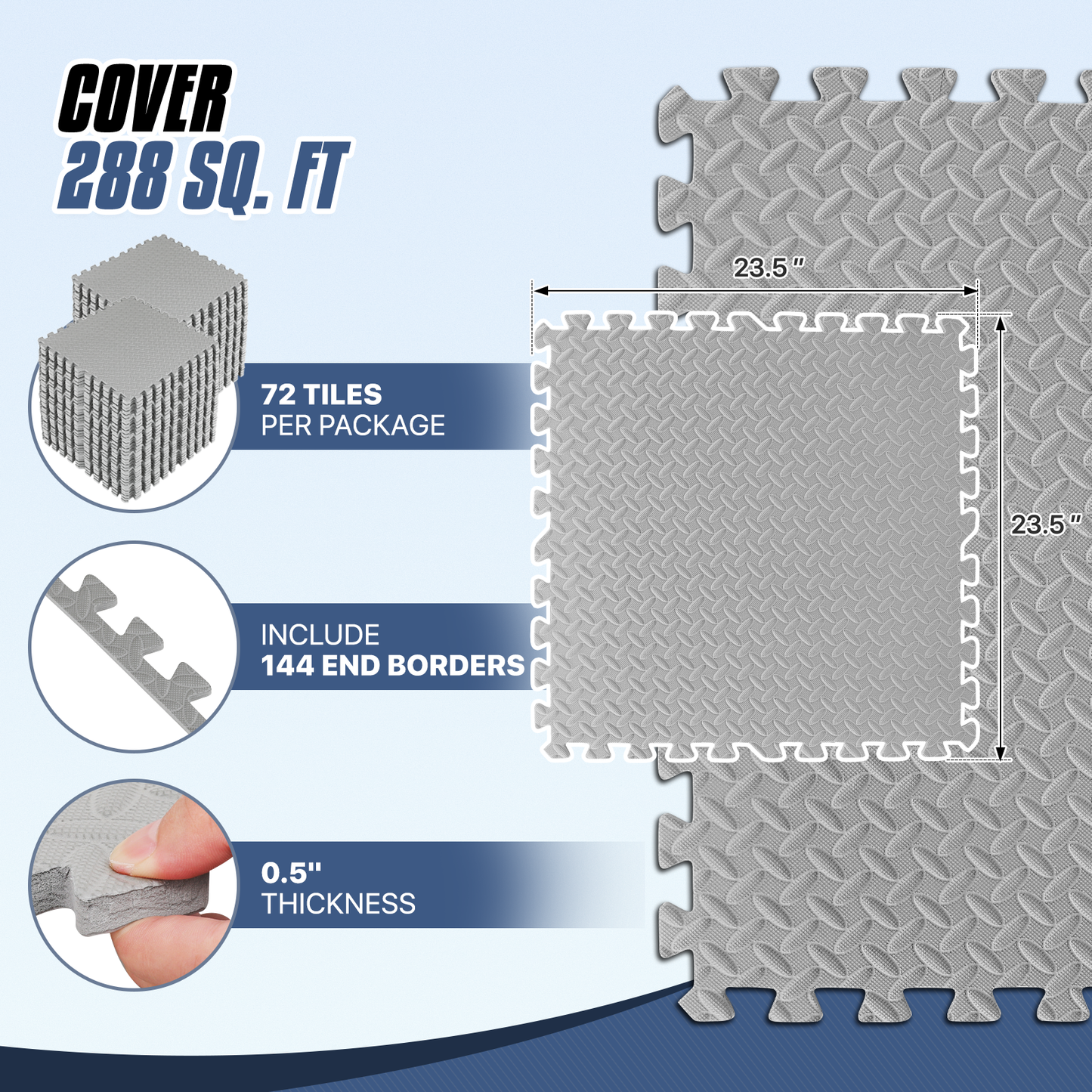 Square EVA Exercise Mat - 23.5" Dimension