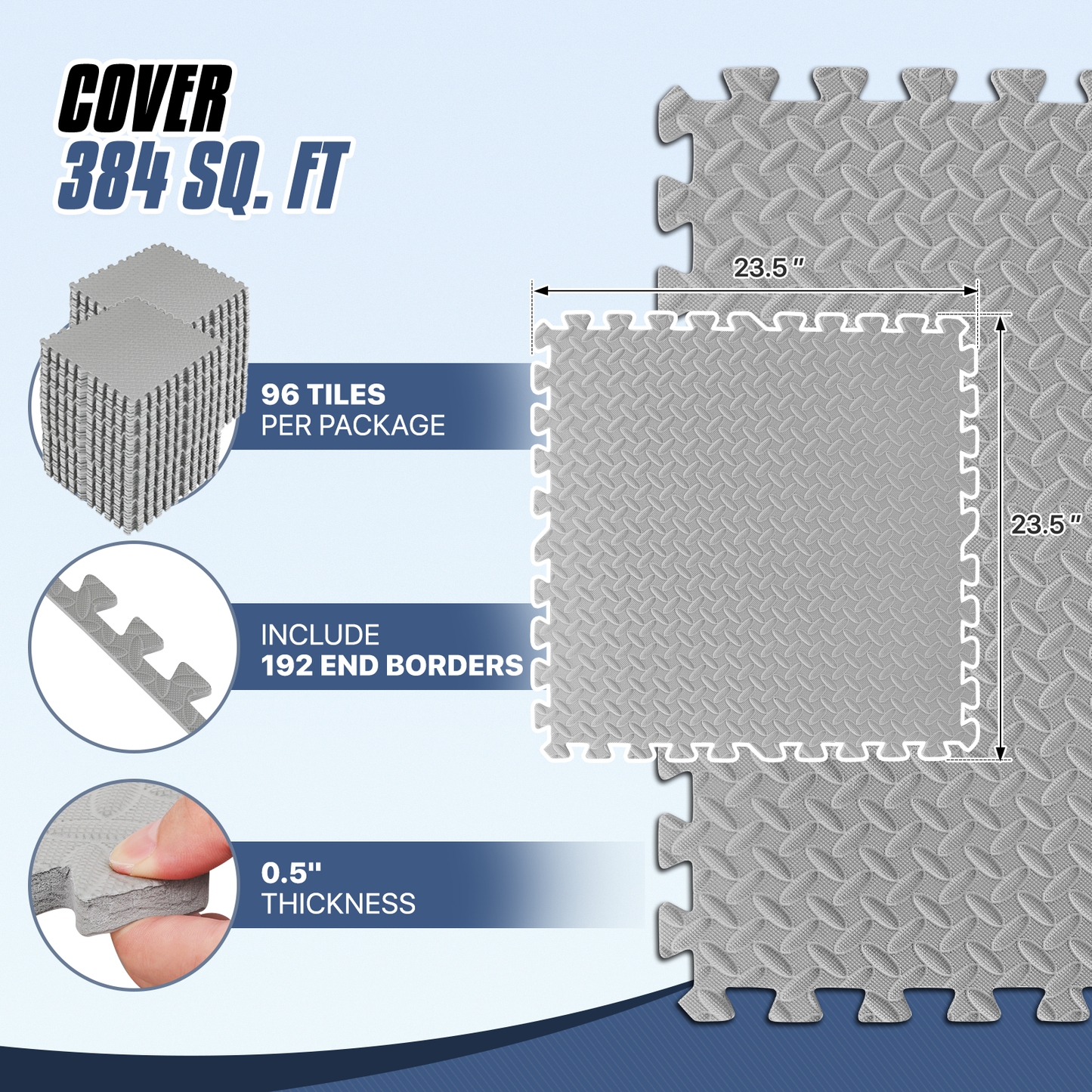 Square EVA Exercise Mat - 23.5" Dimension