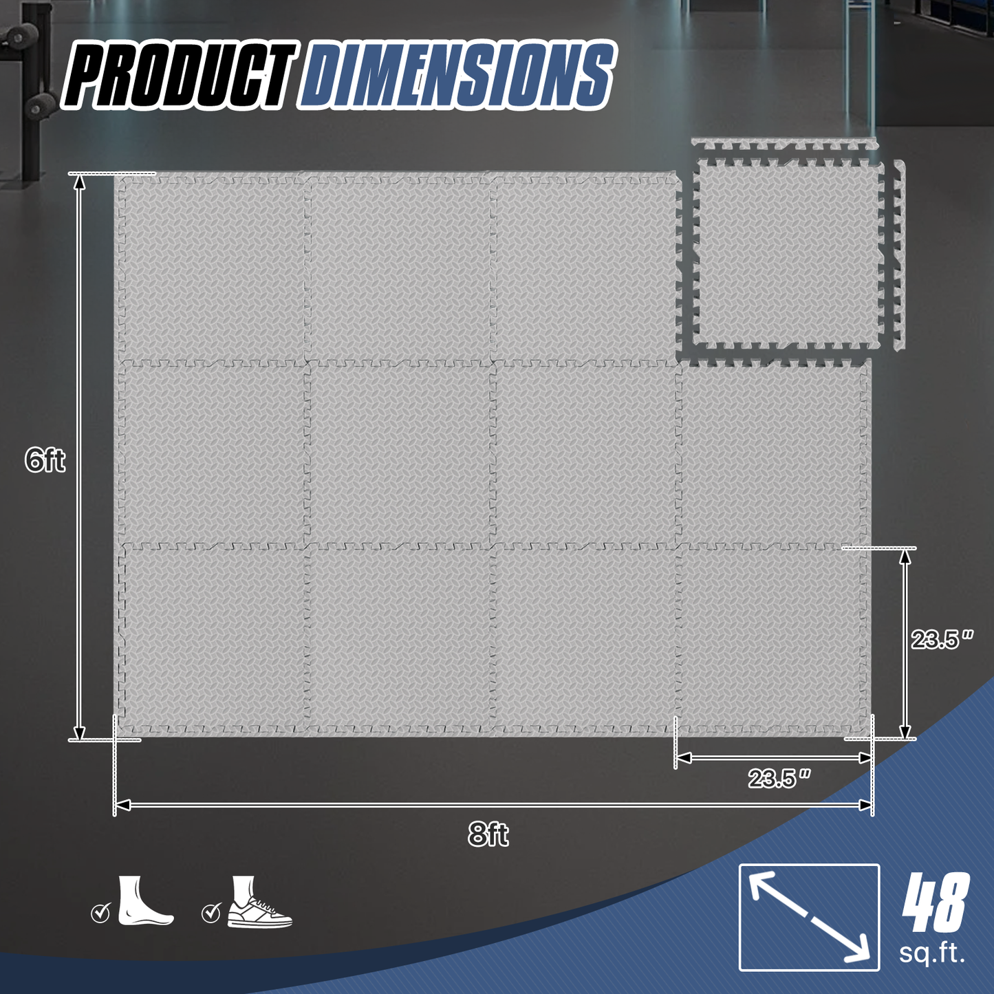 Square EVA Exercise Mat - 23.5" Dimension
