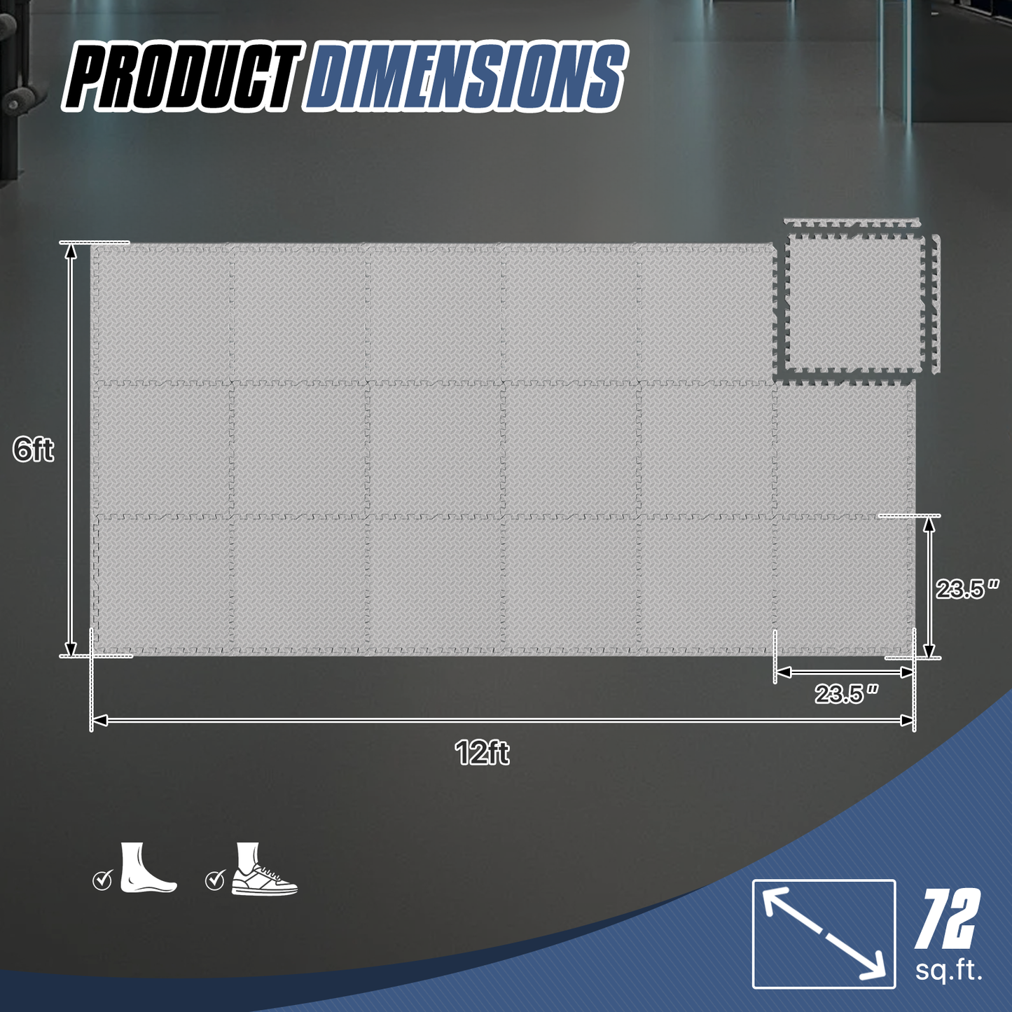 Square EVA Exercise Mat - 23.5" Dimension