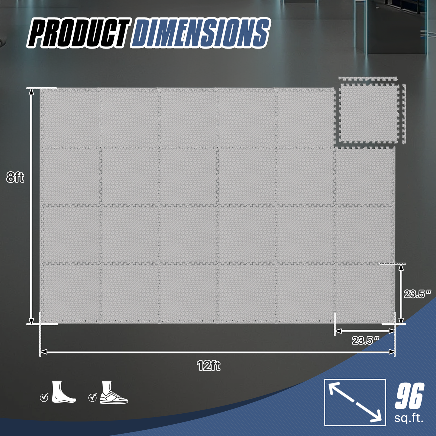 Square EVA Exercise Mat - 23.5" Dimension