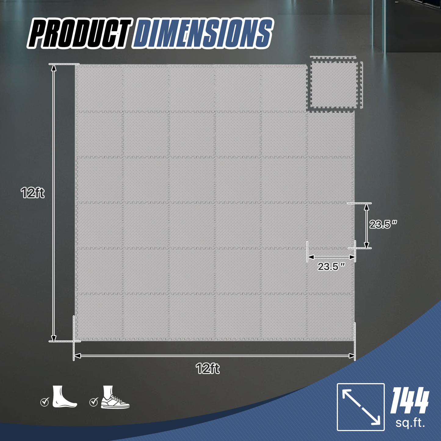 Square EVA Exercise Mat - 23.5" Dimension