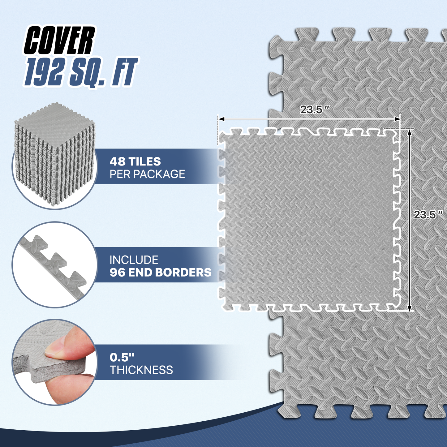 Square EVA Exercise Mat - 23.5" Dimension