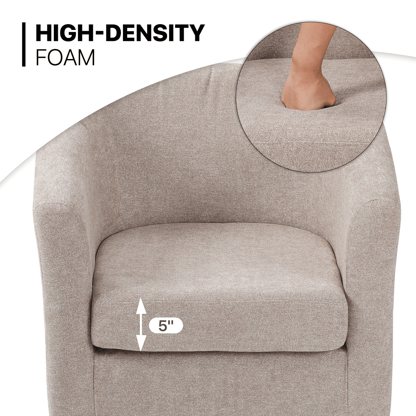 Barrel Shape Sofa Chair w/ Ottoman - Cotton-linen