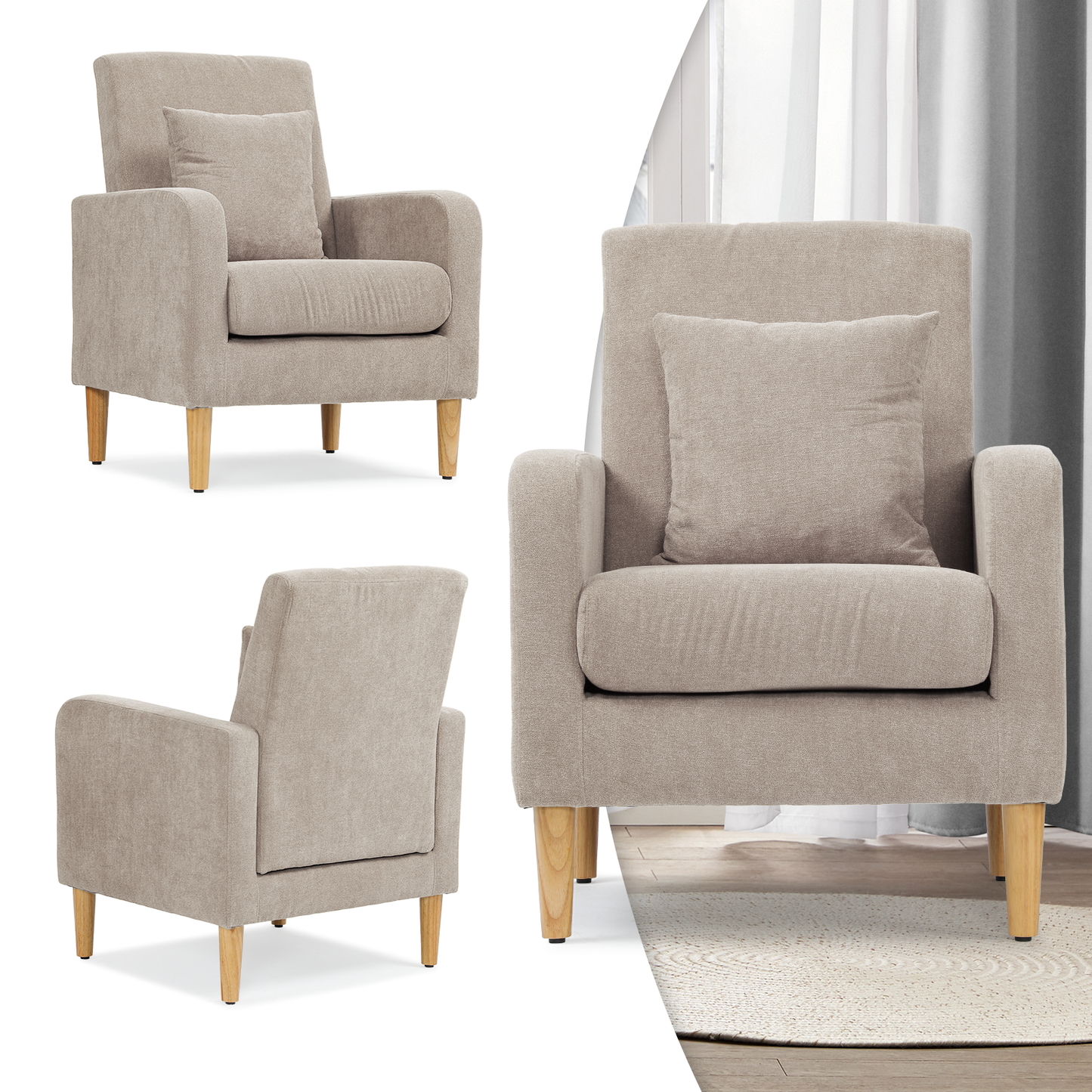 Sofa Chair w/ Pillow - Cotton-linen