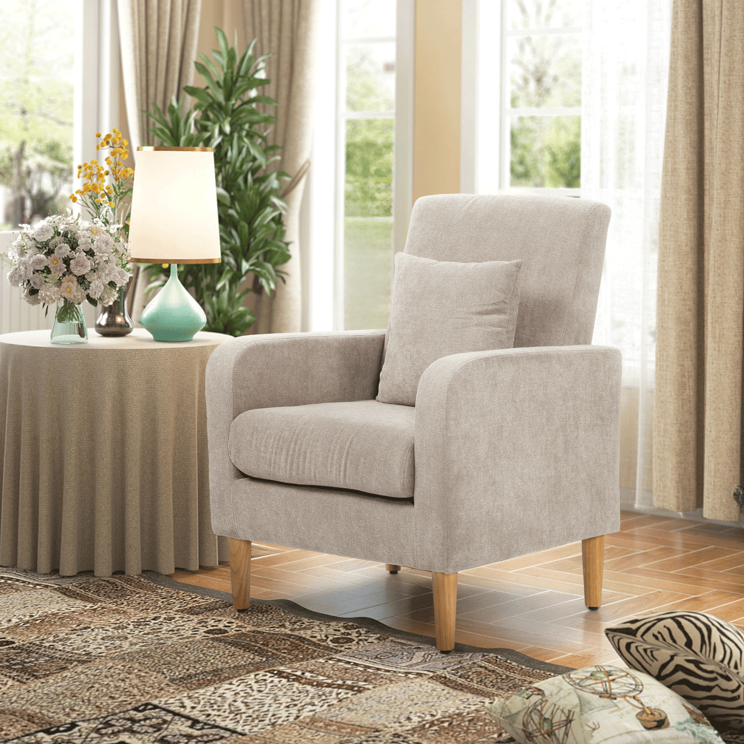 Sofa Chair w/ Pillow - Cotton-linen