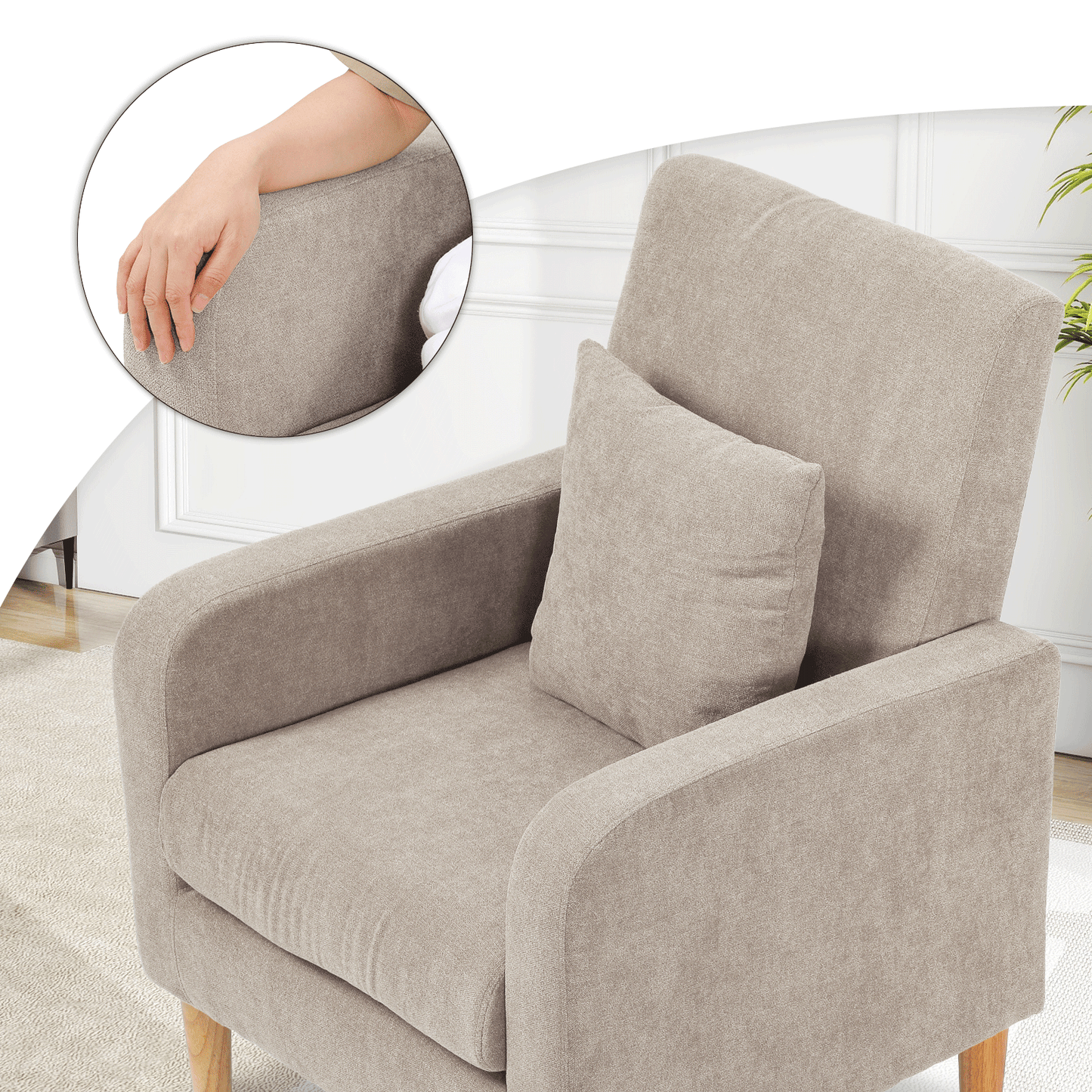 Sofa Chair w/ Pillow - Cotton-linen